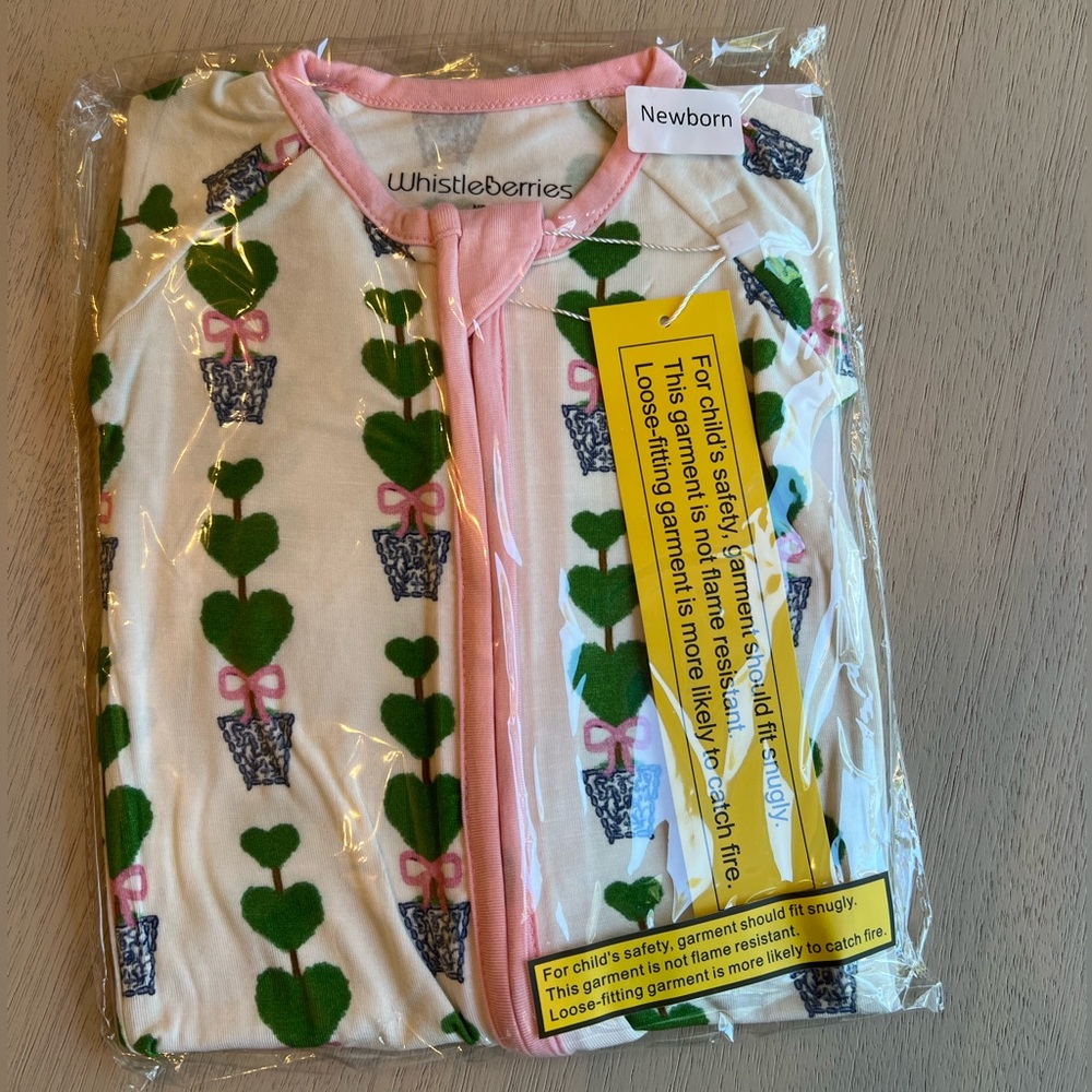 Whistleberries‎ Little Heart Topiary Bamboo Footed Sleepies